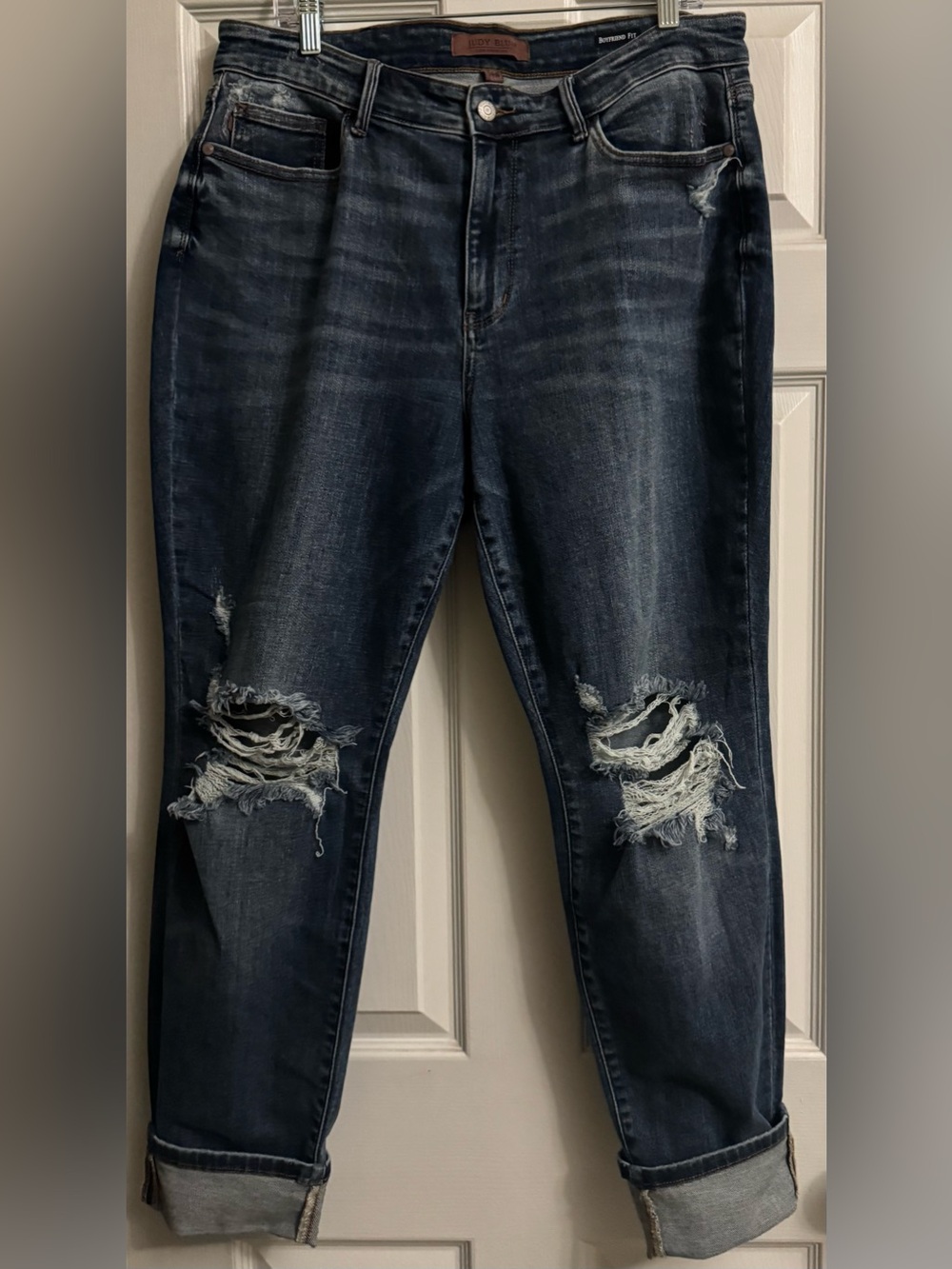 Judy Blue Dark Wash Ripped Boyfriend Jeans